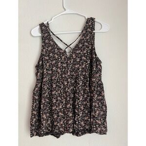 American‎ Eagle Floral Babydoll Tank Top Criss Cross Back Sleeveless S